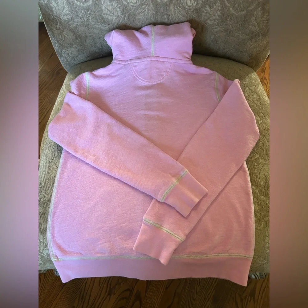 Polo Ralph Lauren Girls Pink Green Contrast Stitch Zip Hoodie L 12-14